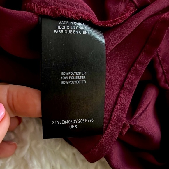 Bebe Burgundy Button Down Zip Pocket 3/4 Sleeve. Sz S πββοΈππ» - Picture 15 of 15